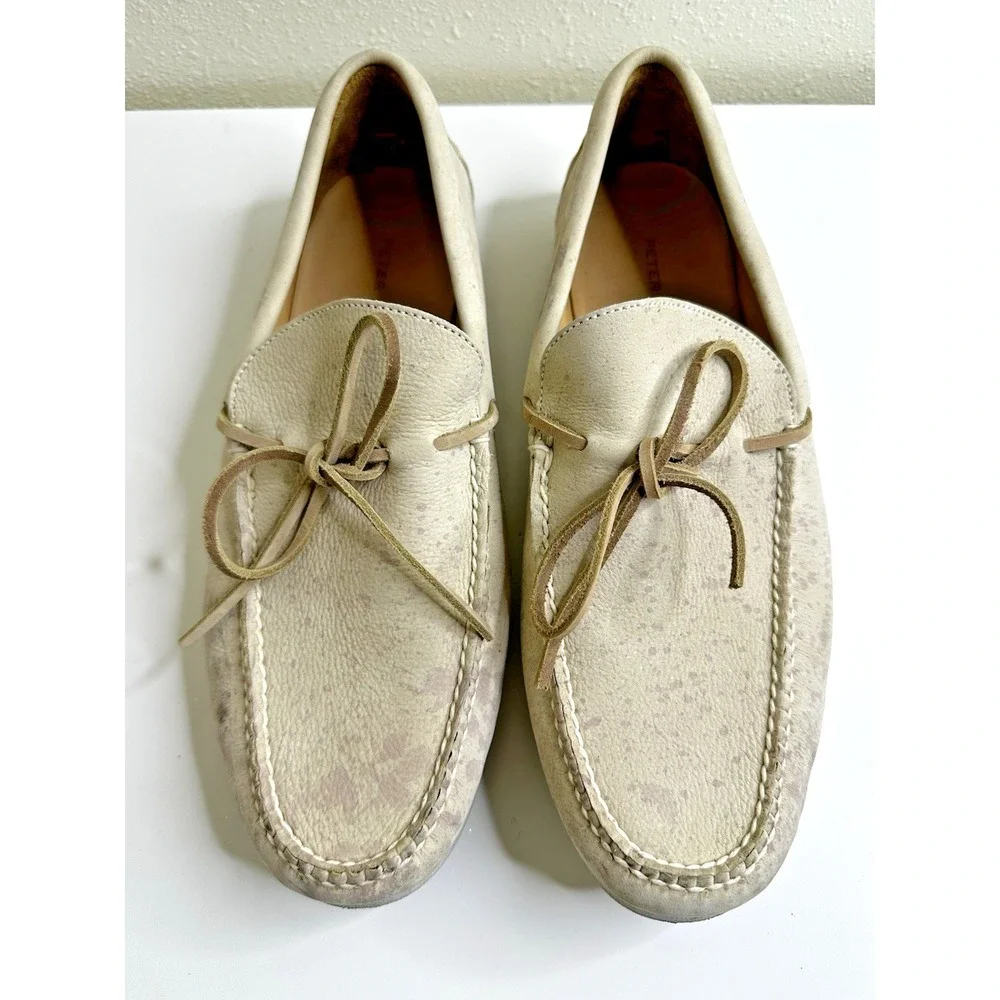 Peter Millar Men's Shoes Sz 11 1/2‎ M Tan Leather Boat Slip On DISTRESSED AS IS